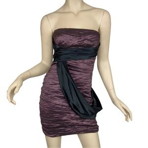BCBG MAXAZRIA Strapless  Cocktail Dress Charmeuse Satin Sash size Small